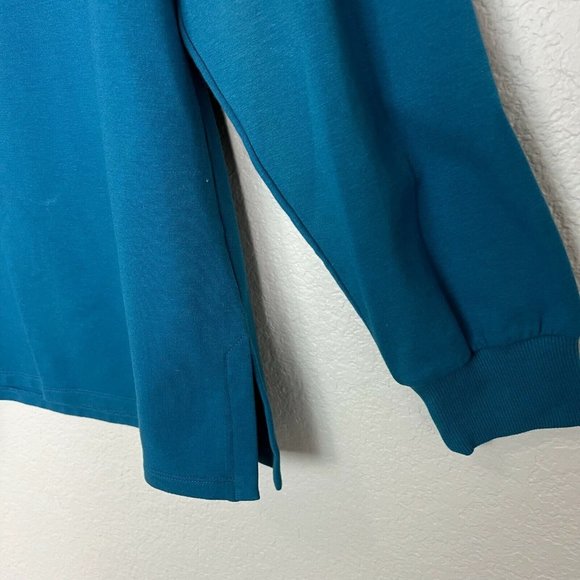 H by Halston French Terry Sweatshirt XS Skyline Teal Long Sleeve V Neck Tunic - Picture 5 of 13